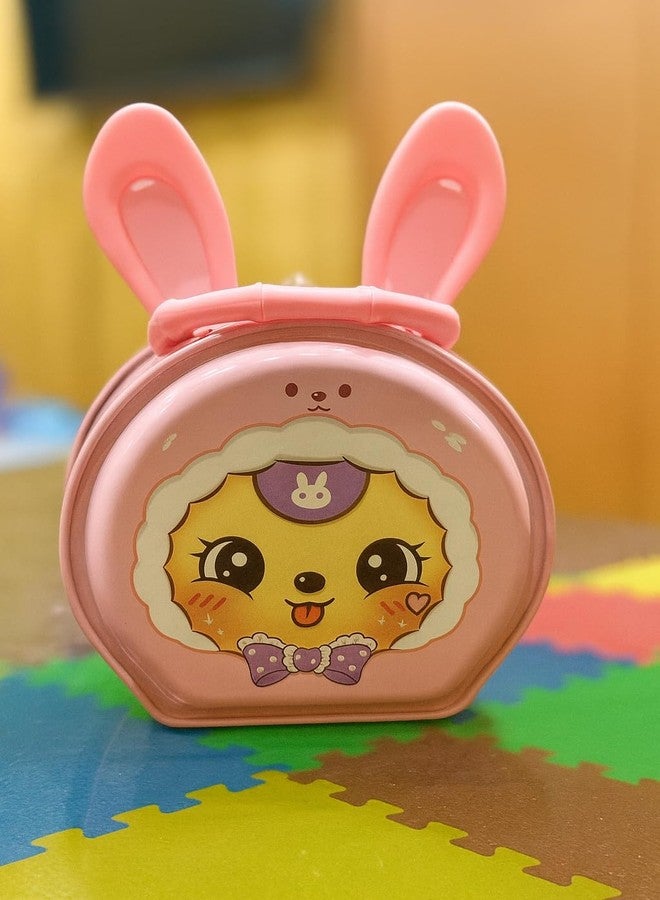 VRT Purple Bunny Piggy Bank, Cartoon Design Money Box with Bow (Pink) - Image 1